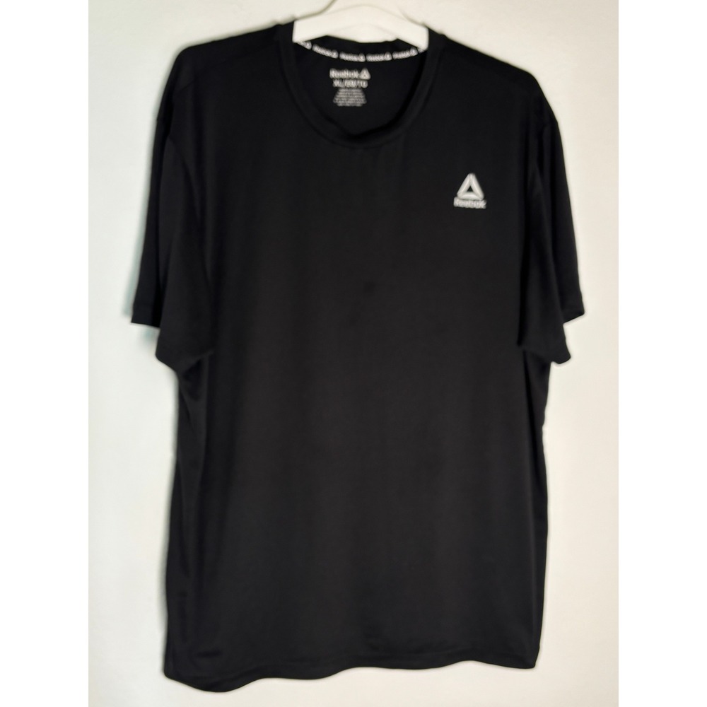 Reebok Mens XL Black Short Sleeve Performance Workout‎ T-Shirt Activewear Logo